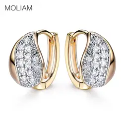 Moliam Малый Серьги-кольца для Для женщин золото-Цвет Кристалл кубического циркония блестящие мерцание Brinco Мода Jewelry mle171