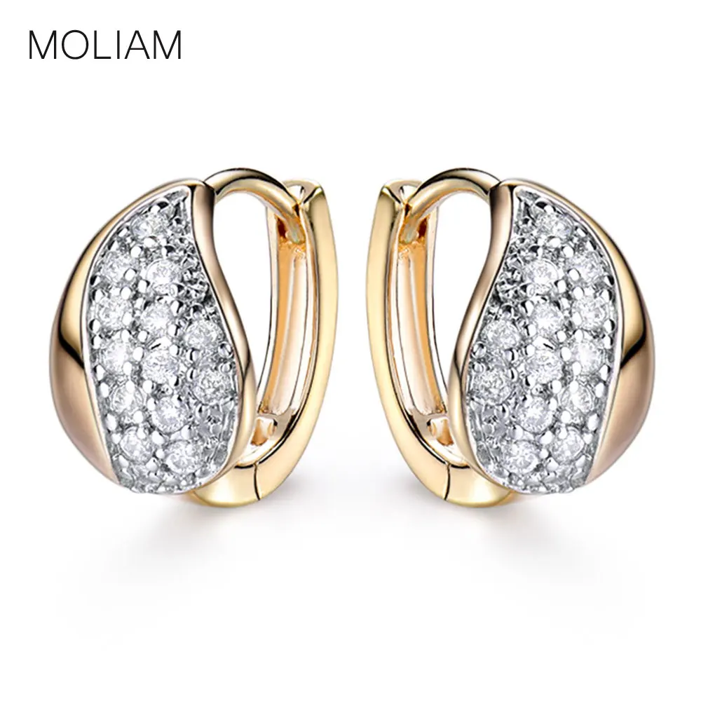 

MOLIAM Small Hoop Earrings for Women Gold-Color Crystal Cubic Zirconia Shiny Twinkle Brinco Fashion Trendy Jewelry MLE171