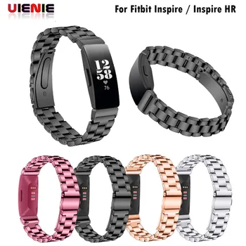 

black smart watch Accessories For Fitbit Inspire HR Band Replacement Stainless Steel Strap Bracelet Belt for Fitbit Inspire lady