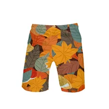 Мужские повседневные шорты унисекс с принтом в виде листьев, шорты с эластичной резинкой на талии, мужские шорты