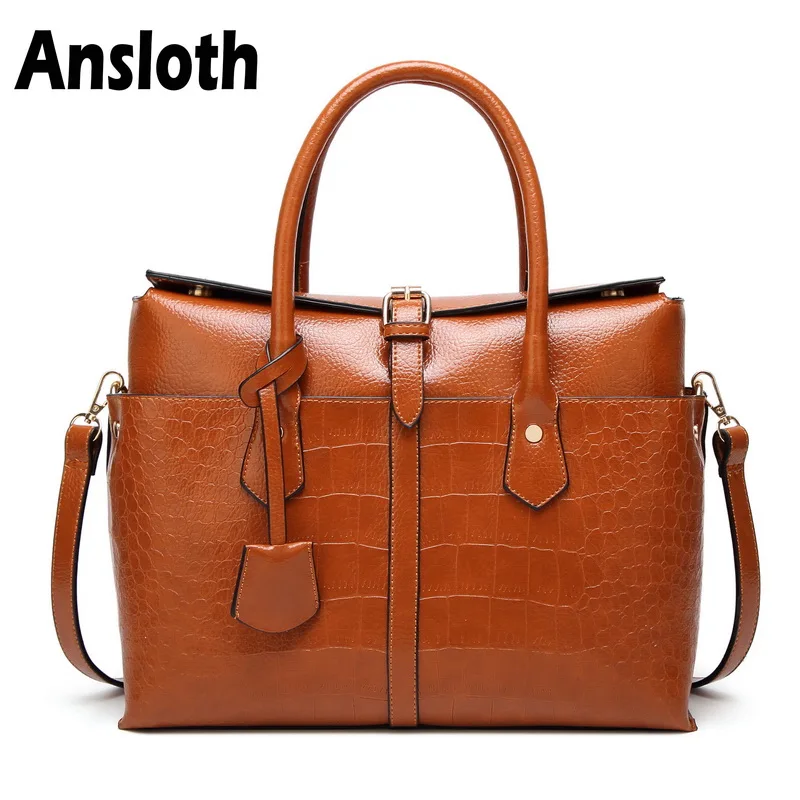Ansltoh модная роскошная женская сумка с верхней ручкой, одноцветная сумка из искусственной кожи, сумка на плечо для женщин, винтажная сумка через плечо HPS219
