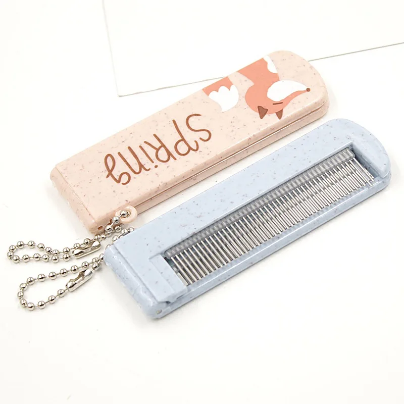 1PC Cute Cartoon Folding Comb With Mirror Hair Brushes For Baby Girls Travel Accessories Portable Folding Mini Combs