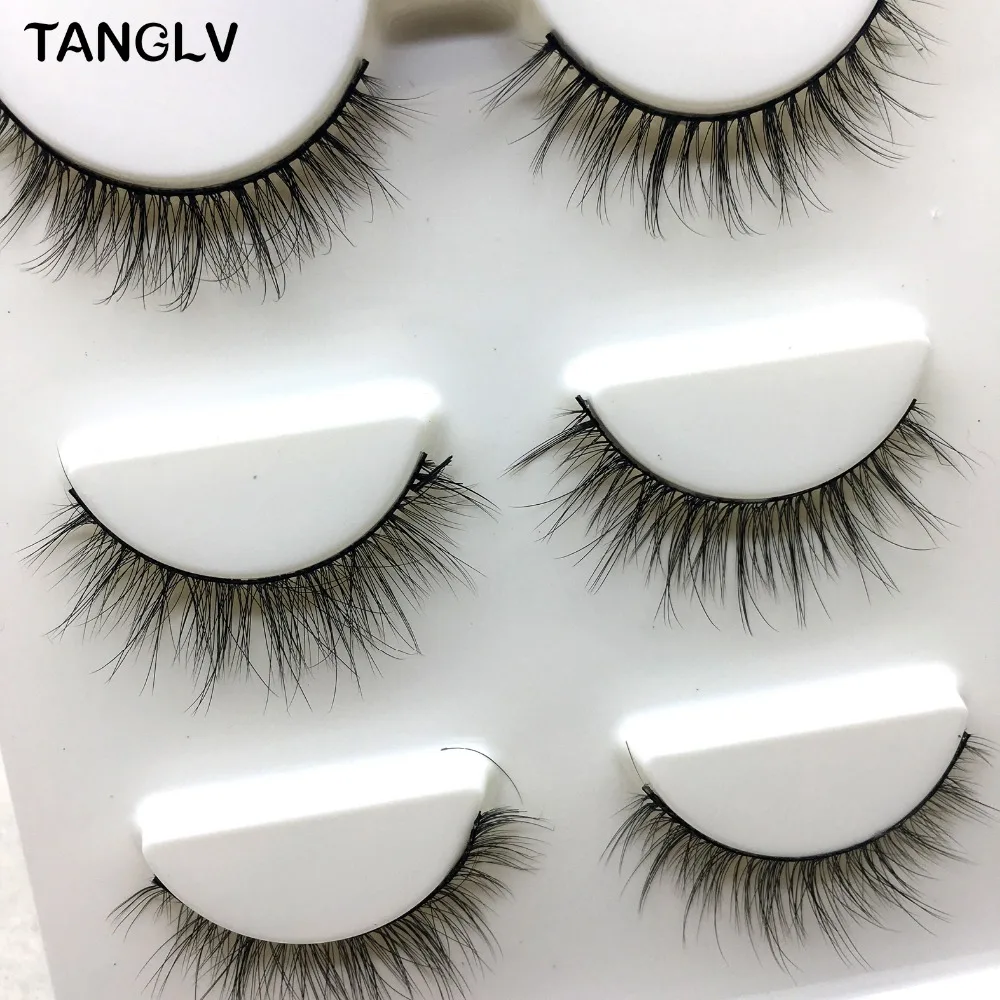 Buy 3 Pairs Natural Black Long Sparse Cross False