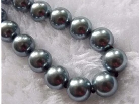 

huij 003443 Perfect! 10mm Gray South Sea Shell Pearl Necklace 18''AAA