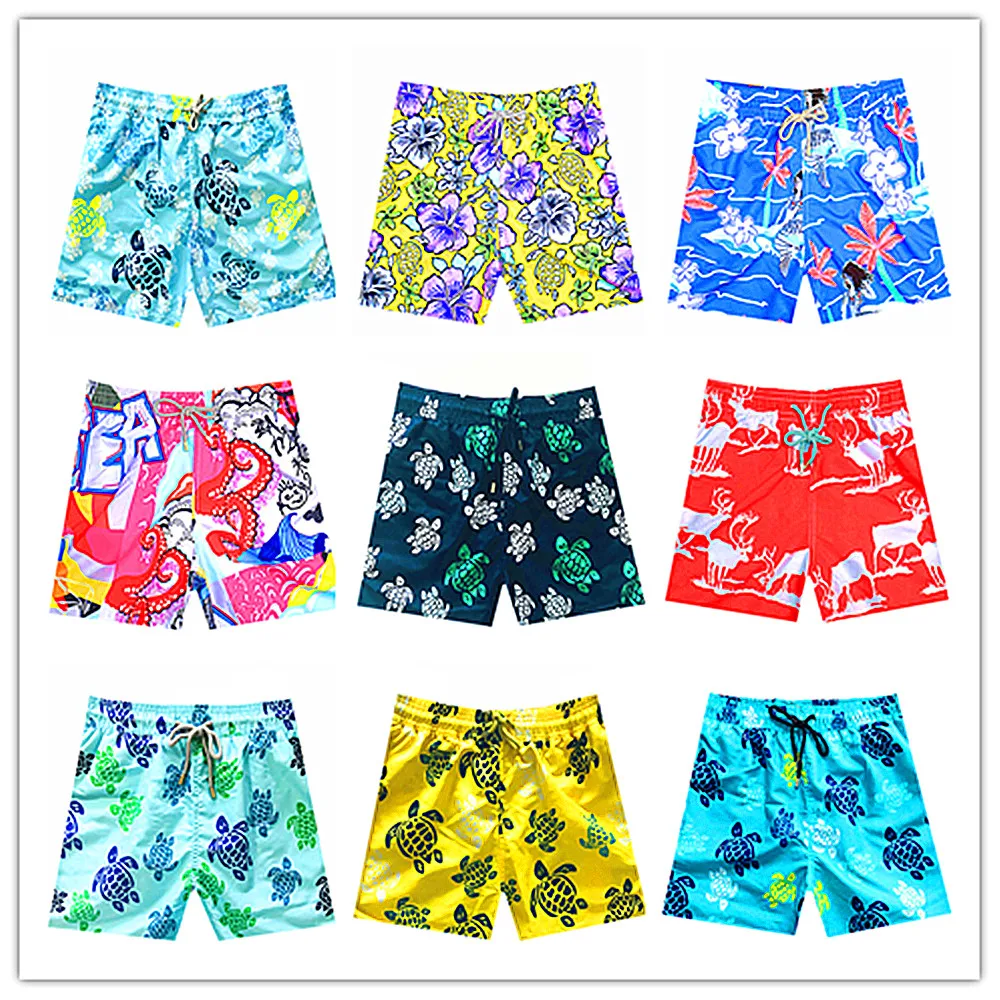 2018 Brequin Beach Board Shorts Men Swimwear Bermuda Masculina Sexy Man Swimtrunks 100% Quick Dry Elastic Band Sportswear M-XXXL