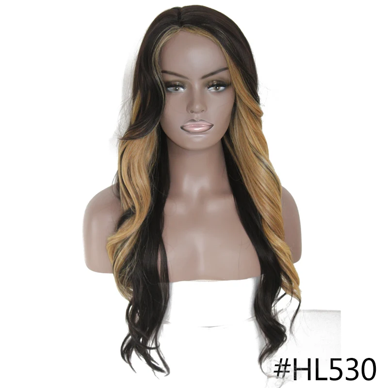 SOKU синтетические парики с взрыва 24 дюймов боковая часть длинные волнистые парики бесклеевой термостойкие волокна волос парики для черных женщин - Цвет: HL530