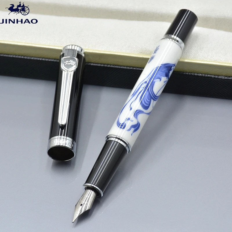 JINHAO 8802 White Porcelain Fountain Pen with F nib school Office