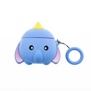 

Lovely Elephant Pattern Soft Silicone Protective Cover Shockproof Case Skin with Lanyard for Airpods 1/2 Charging Box