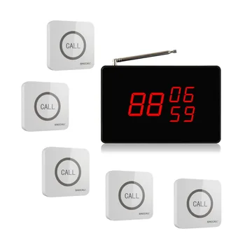 

SINGCALL.Wireless Restaurant calling system, 1 Screen, Display,with 5 touchable Single Bells,Waterproof Function