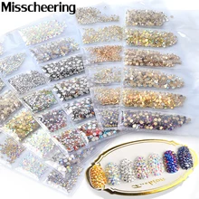 1440 шт цветные стразы SS3-SS10 не горячей фиксации Хрустальные Стразы 3d плоские с оборота стеклянные стразы для дизайна ногтей блестящие украшения