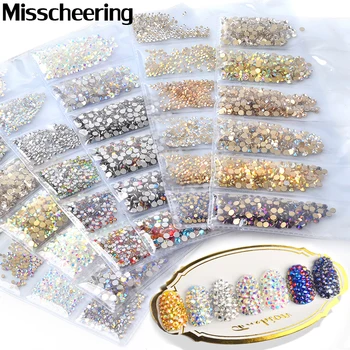 

1440Pcs Colorful Rhinestones SS3-SS10 Non HotFix Crystal Rhinestones 3d Flatback Glass Strass For Nail Art Glitter Decorations