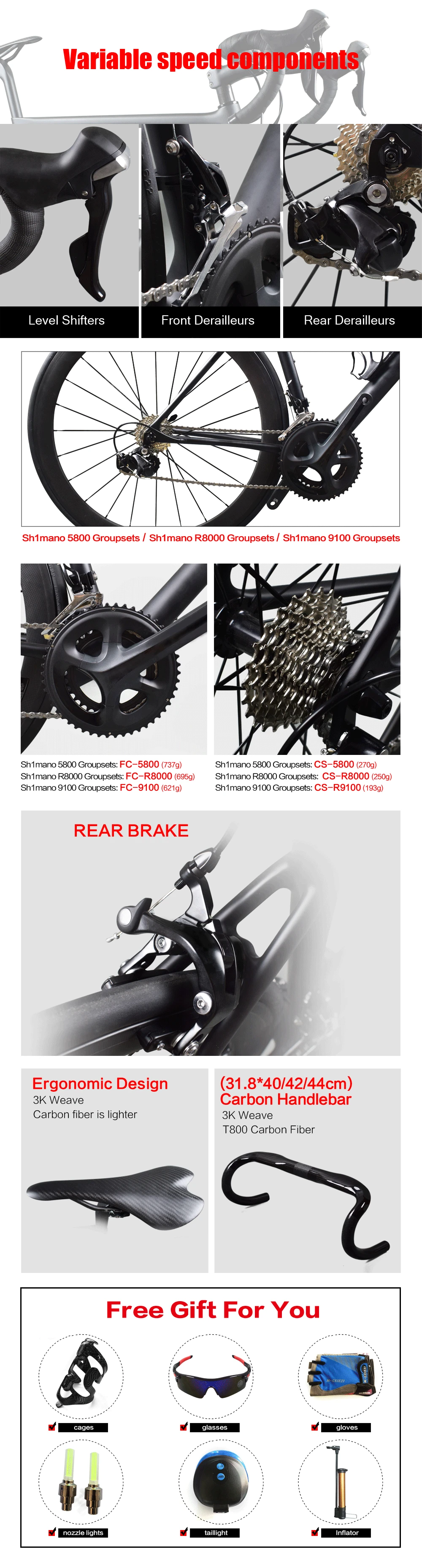 Perfect Airwolf 700C Carbon Bike Toray T1000 Carbon road bicycle with monocoque frameset,carbon wheels,SH1MANO 5800/R800/9000 bicicleta 6 Perfect Airwolf 700C Carbon Bike Toray T1000 Carbon road bicycle with monocoque frameset,carbon wheels,SH1MANO 5800/R800/9000 bicicleta 6