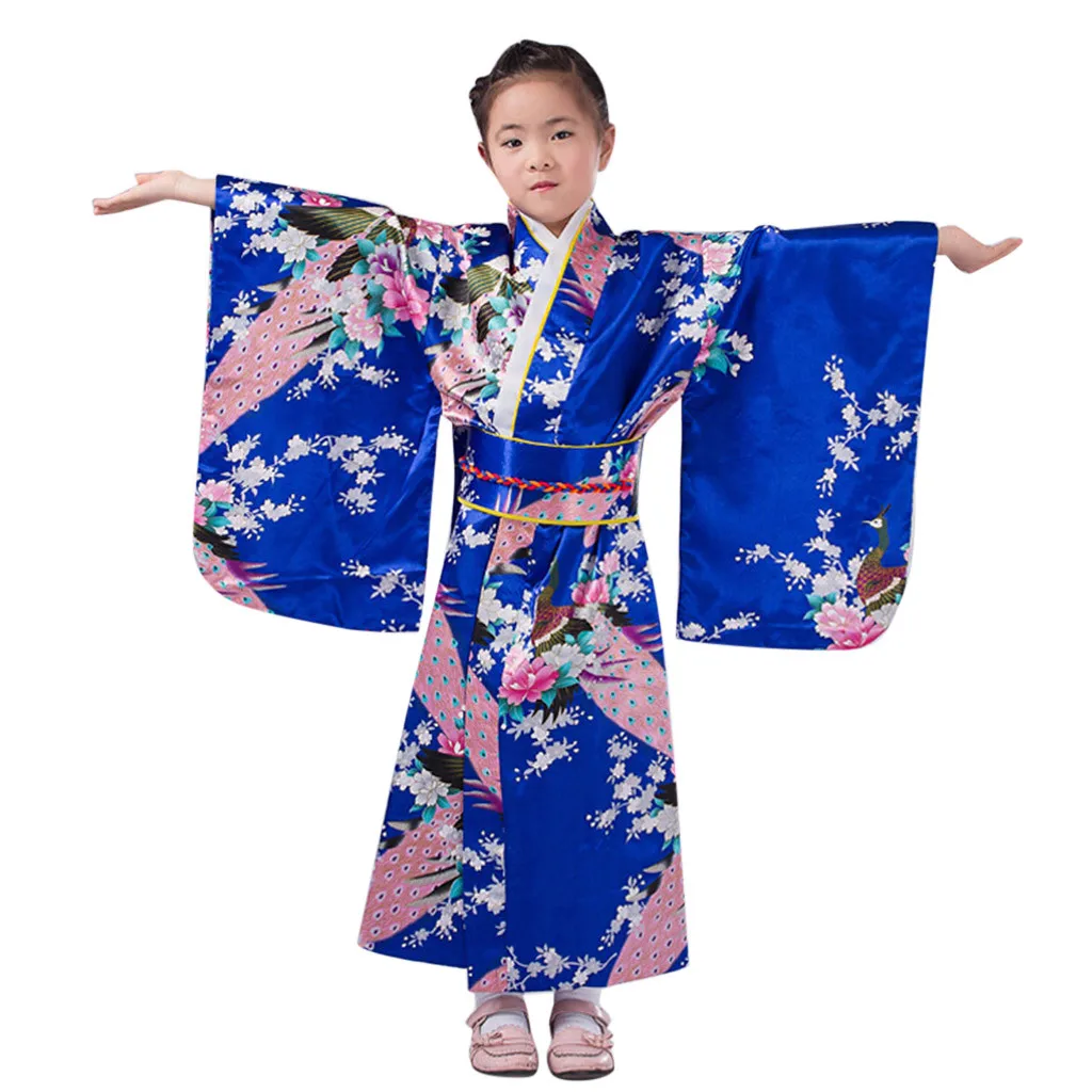 Girl Dress Toddler Kid Baby Girls Outfits Clothes Kimono Robe Japanese Traditional Costume Girls Stage performance Clothing M50