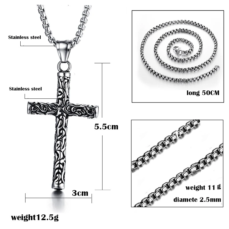 10 шт./партия титановая сталь крест ожерелье гравировка ретро ожерелье Модные ювелирные изделия подвеска с героем аниме