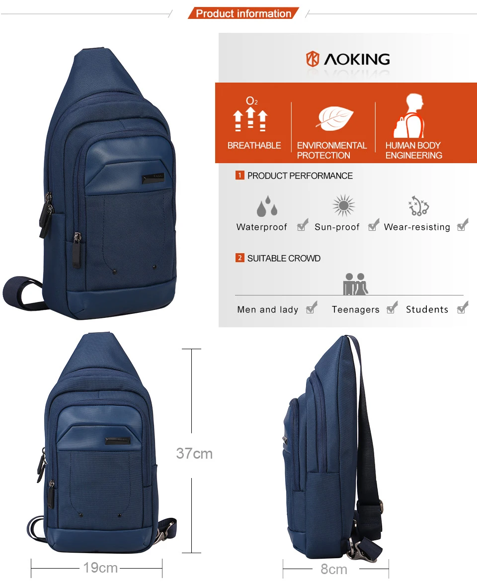 Aoking Новинка Theftproof мужская сумка на плечо черная синяя мужская нагрудная сумка модная повседневная сумка через плечо мужская сумка-мессенджер