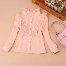 Одежда для малышей от 3 до 15 лет, г. Блузка для девочек-подростков осенние шифоновые кружевные школьные топы с длинными рукавами и оборками для девочек, детские рубашки, JW2614