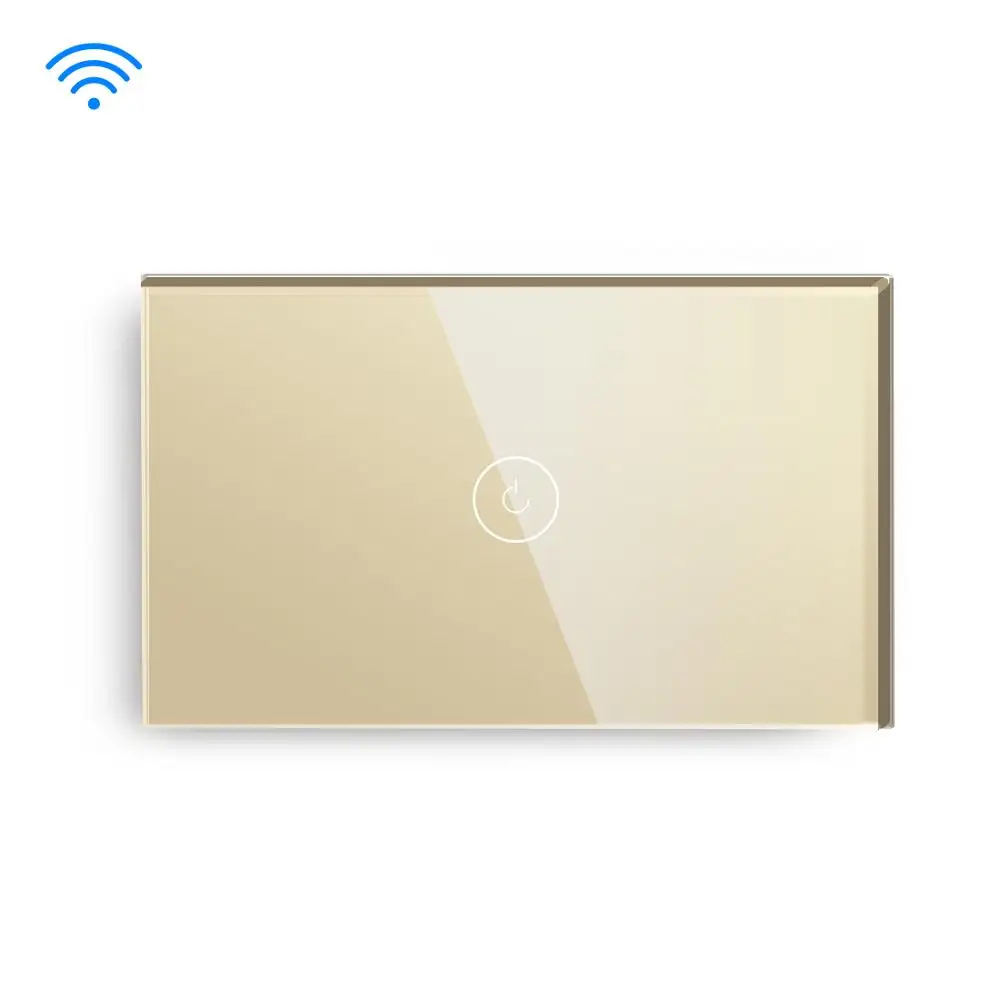 BSEED US Touch Switch Wifi Switch 1 Gang 1 Way 118 Series Smart Switch Glass Light Switch White Black Gold(Neutral Wire Needed - Цвет: Золотой