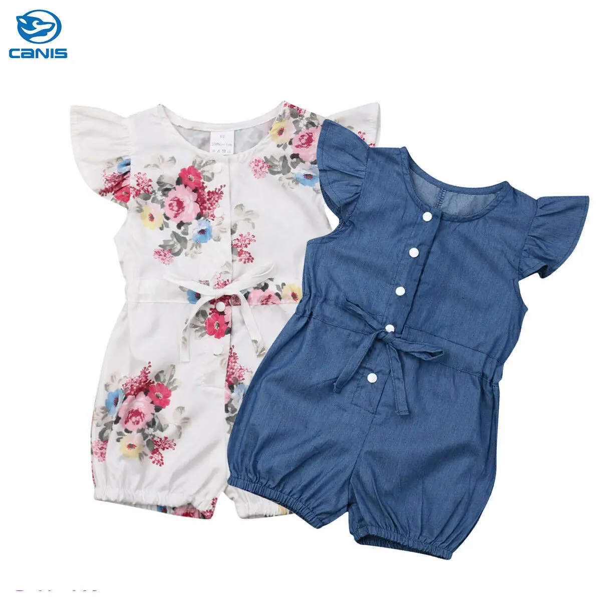 

Hot Summer Baby Girl Kids Denim One-Piece Jumpsuit Floral Romper Outfits