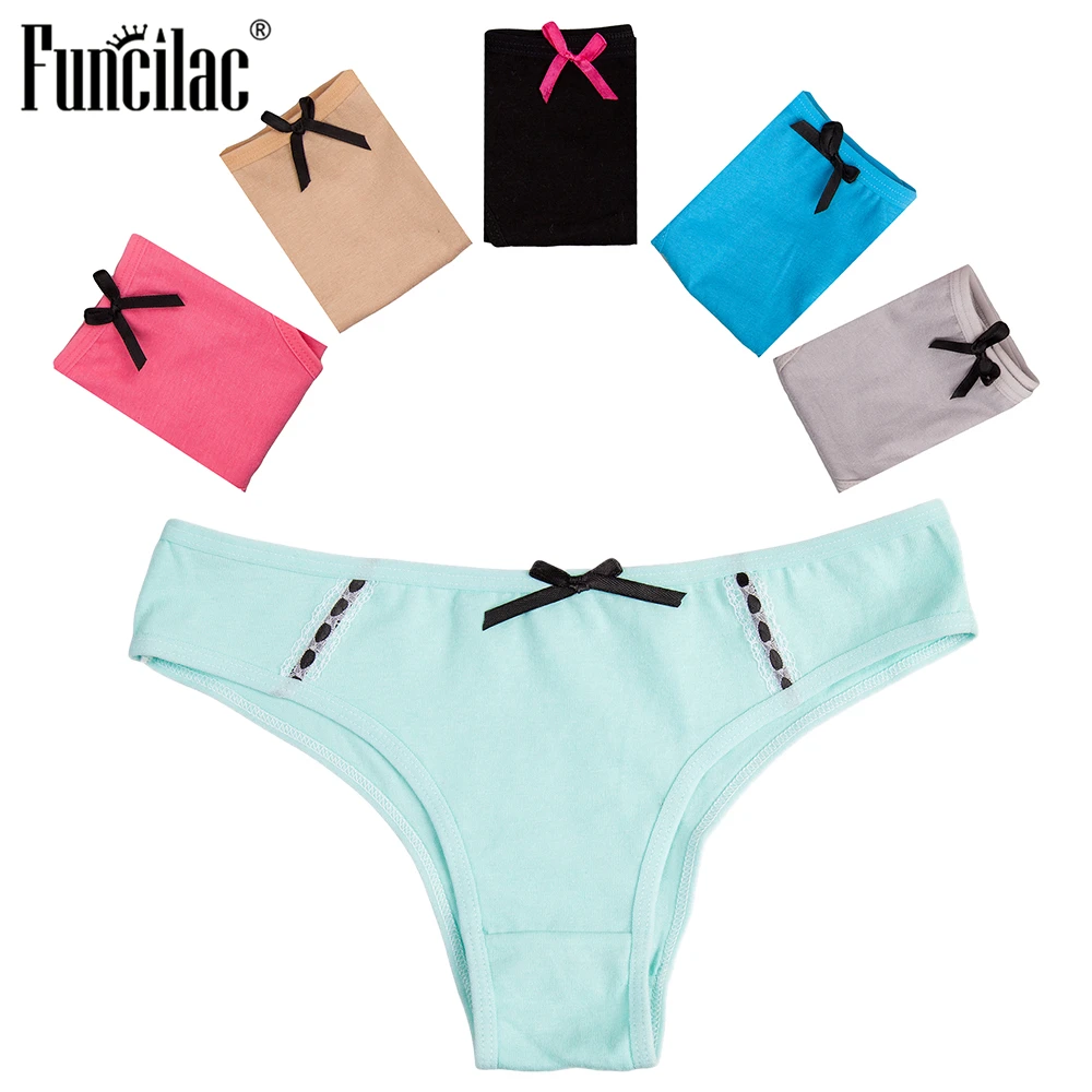 

FUNCILAC Sexy Panties for Women Cotton Women Briefs Lace Patchwork Underpants Ladies Bikini Female Underwear Lingerie 5 Pcs/Lot