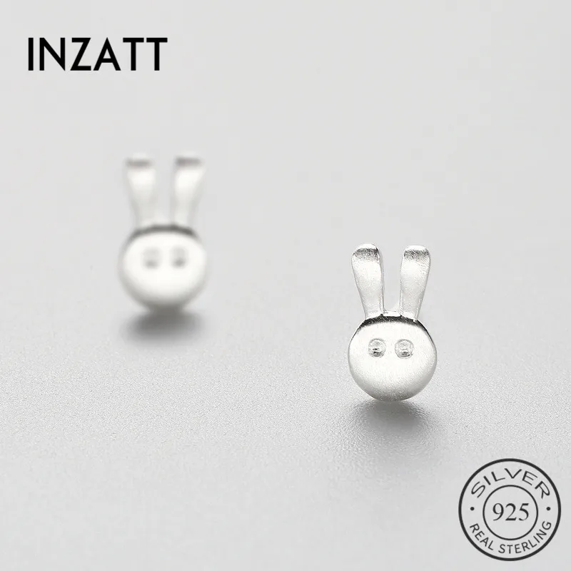 INZATT Прекрасный милый мультфильм кролик серьги стержня Настоящее 925