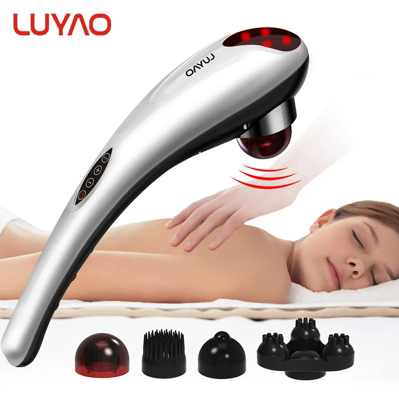 Goedkoop LUYAO 4 In 1 Elektrische Nek Massager Hamer Infrarood Massage Back Relax Multifunctionele Halswervel Roller Massage Stok