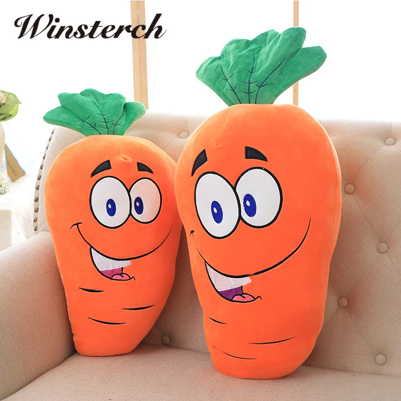 Cute Plush Smile Carrot Toys Pillow Soft Stuffed Vegetable Carrots Dolls Cushion Baby Kids Toys Birthday