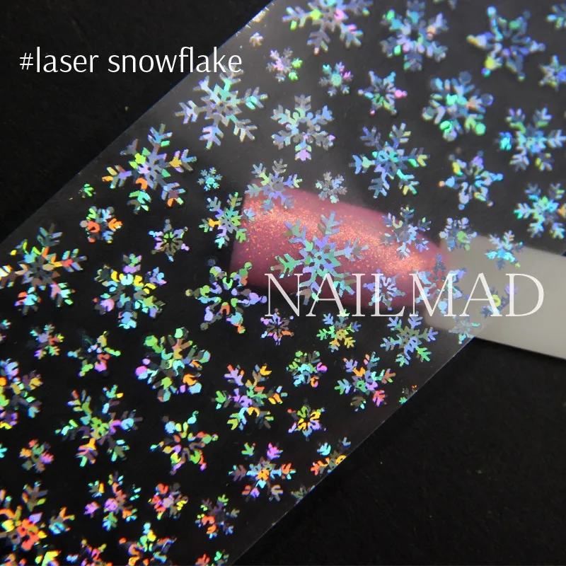 1 рулон 4 см* 100 см Лазерная Рождественская Снежинка Фольга для ногтей с рождественским снеговиком переводная Фольга для ногтей переводная наклейка - Цвет: laser snowflake