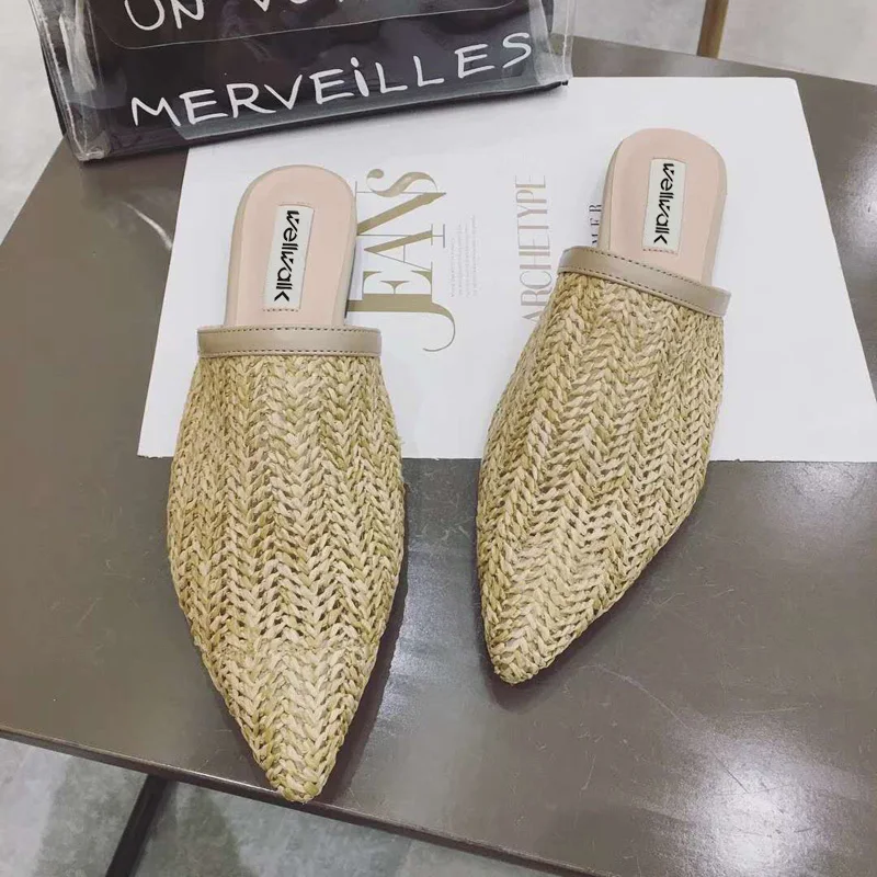 

Casual Women Shoes 2018 Fashion Women Cane Mules Women Flat Slippers Spring Outside Basic Women Slides Summer Shoes size 34-38