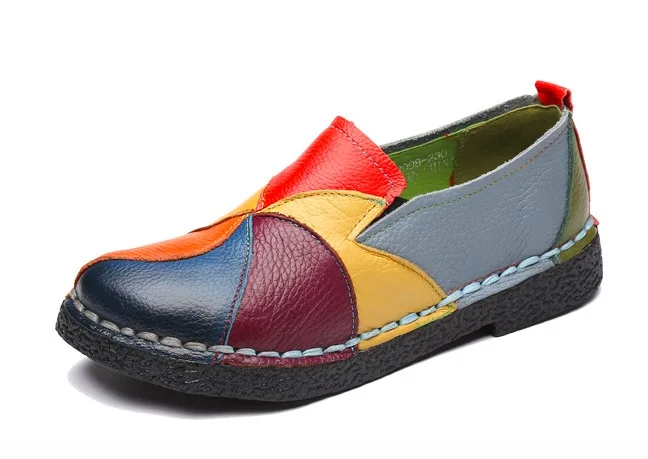 Genuine Leather Women Flats Shoes Nice Spring Summer Casual Women Shoes   Fashion Breathable Soft Mother ShoesNice0530-183307