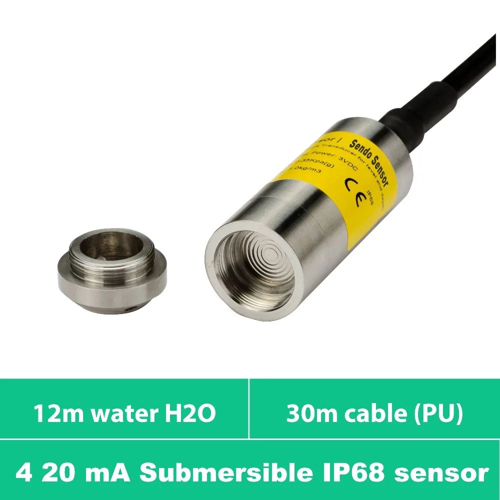 4 20 сигнал, IP 68 герметически герметичный, 12 м давление воды, погружной датчик уровня, 30 м полиуритановый кабель, 9 В, 12 В, 24 В мощность