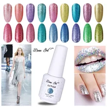 Beau Gel 8 ml Platinum Series Gel Prego Bling Glitter Gel Polonês Soak Off Gel UV LED Lâmpada Semi Permanente verniz Manicure Arte(China)