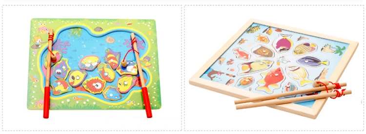 Детская блестящая рыболовная игрушка, деревянные магнитные игрушки, рыбки, игрушки для детей, детские головоломки, образовательный подарок, 2-4 года