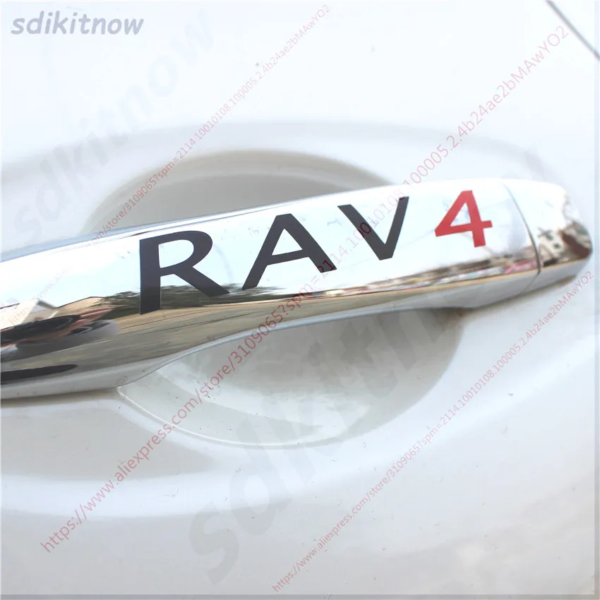 

4pcs 2x12cm New White Black Car Door Handle Sticker Decal Auto 4WD Sports Accessories For TOYOTA RAV4 New Decoration