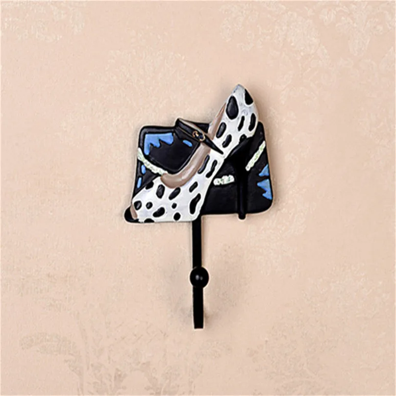  Hooks Resin Lady Shoes Perfume Bottle Bag Patterned Clothes Hat Hanger Wall Mounted Multi-Purpose Hooks #4A12 (2)