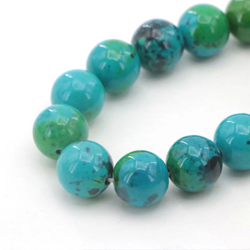 1 High Quality 4-14mm natural Dark green semi-precious Round ball Phoenix stone loose beads for DIY Fashion charms (10)