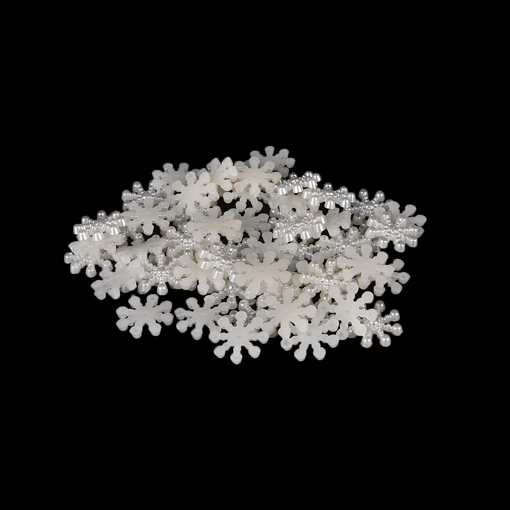 50Pcs/bag Snowflake Flat Back Cabochon Imitation Plastic ABS Pearl Beads For DIY Jewelry Handmade Craft Making