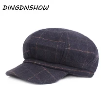 [DINGDNSHOW] брендовые береты шляпа для взрослых хлопок мужская шляпа козырек Теплая Зимняя кепка полосатая Женская