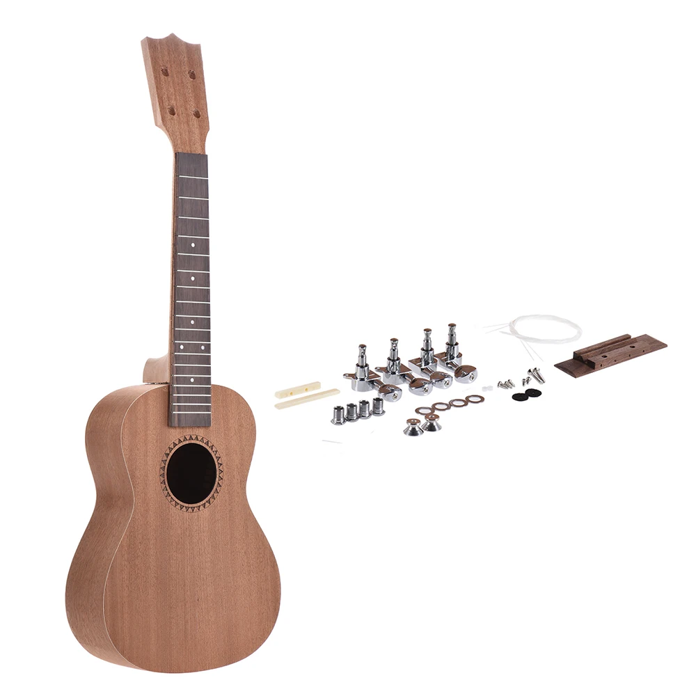 23in концерт Ukelele Гавайская гитара Гавайи Гитара DIY Kit сапели тела палисандр гриф с колышки Строка мост гайка