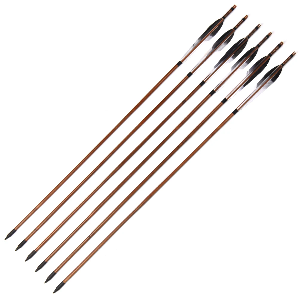 Tiro de Caça Tiro com Arco Setas de Bambu com Pena do Peru para 20-50lbs 30 Polegadas Espinha 500 Longbow Arco Recurvo 6 - 12 24 Pcs 5 Esporte e Lazer