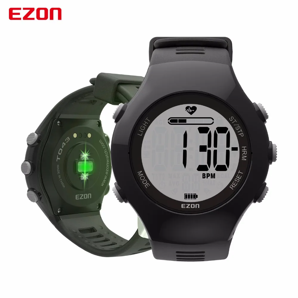 EZON T043 умные часы с оптическим датчиком пульсометр фитнес цифровые шагомер