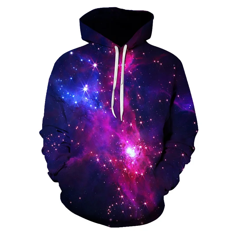

2018 new Space Galaxy 3d Sweatshirts With Cap Men/women Hooded Hoodies Autumn Winter Thin Hoody Print Star Whirlpool