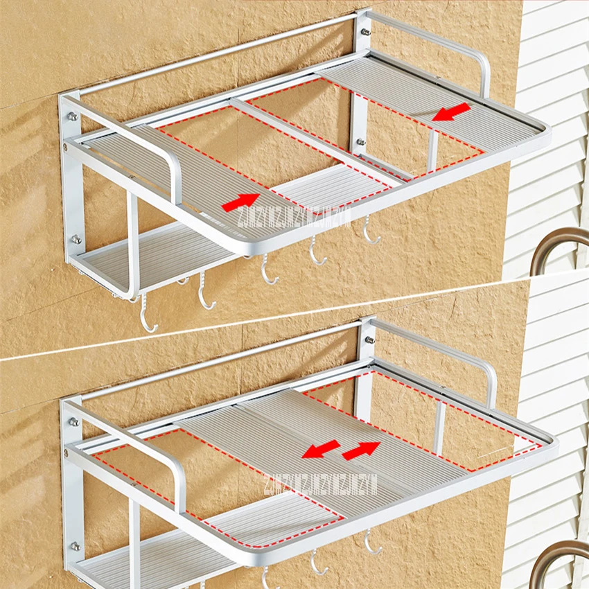 Микроволновая печь стеллаж для хранения стенд iPad Air 2-Слои стены микроволновая печь полка пространство алюминиевая рама настенный Кухня кронштейн