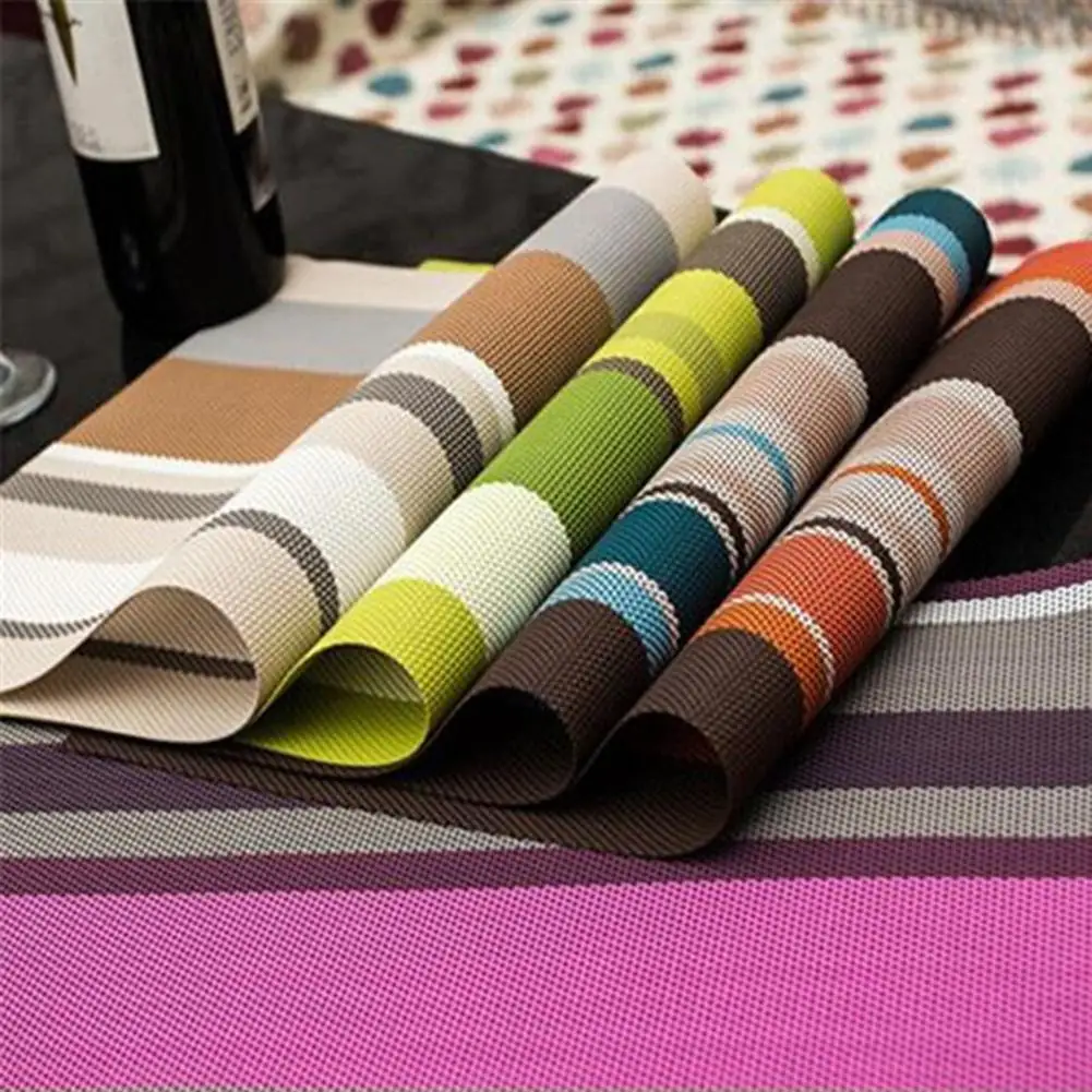 

Striped Design Heat Insulation PVC Pad Kitchen Dining Table Mat Placemat Decor
