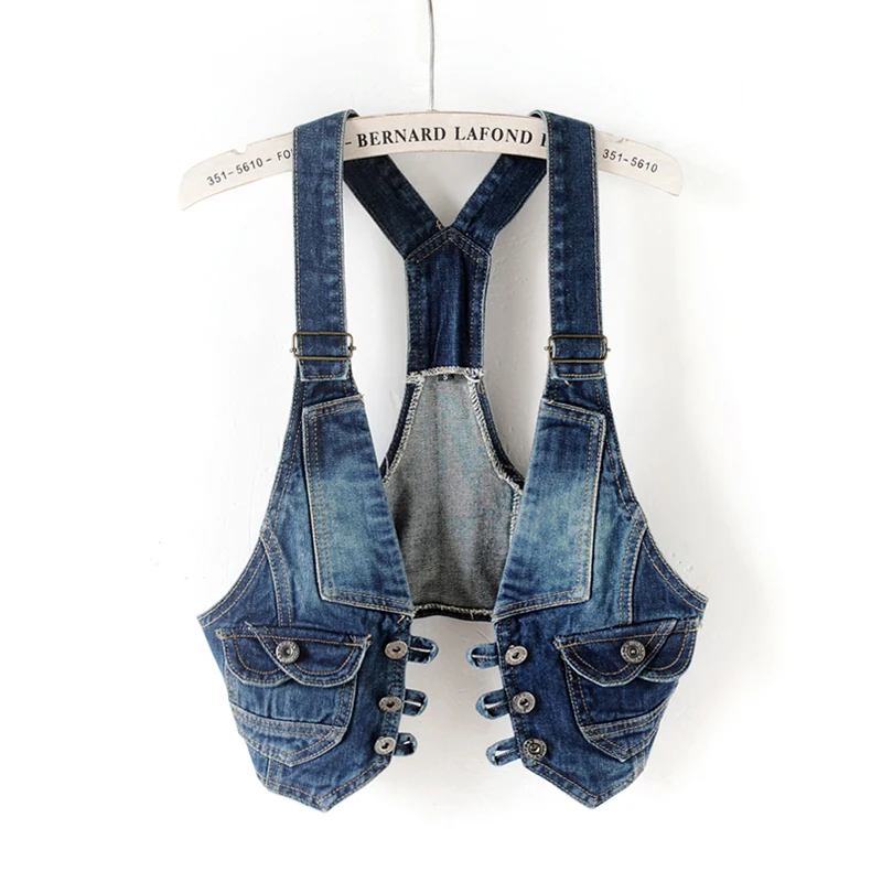 

2019 Female Spring Summer Korean Self-cultivation Paragraph Sleeveless Denim Casual Stylish Clip Short Jeans Vest jacket Womens