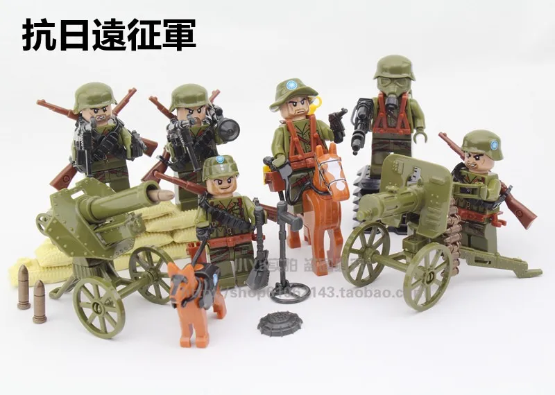 

Doll 71001 6pcs World War 2 Anti-Japanese The Long March Military Building Blocks Army Toys For Children Compatible With Legoe