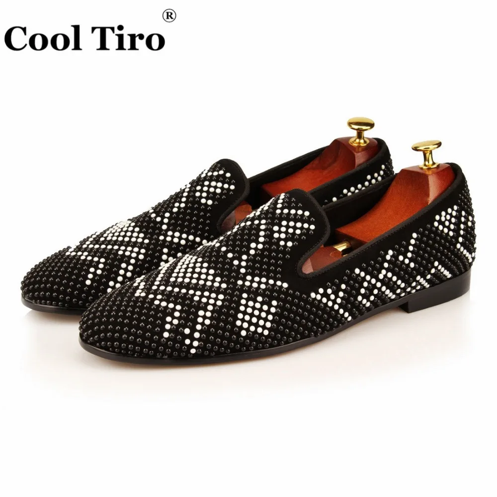 Strass Men Loafers Black Suede Slippers Dress Shoes Men's Flats (2)