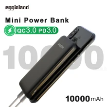 Тонкое Внешнее зарядное устройство 10000 мАч, внешний аккумулятор для iPhone X XS MAX PD, быстрая зарядка через USB+ быстрая зарядка 3,0, внешний аккумулятор