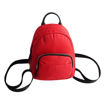 

Women Backpack Nylon Shoulder School Travel Bag Small Casual Rucksack(Red)