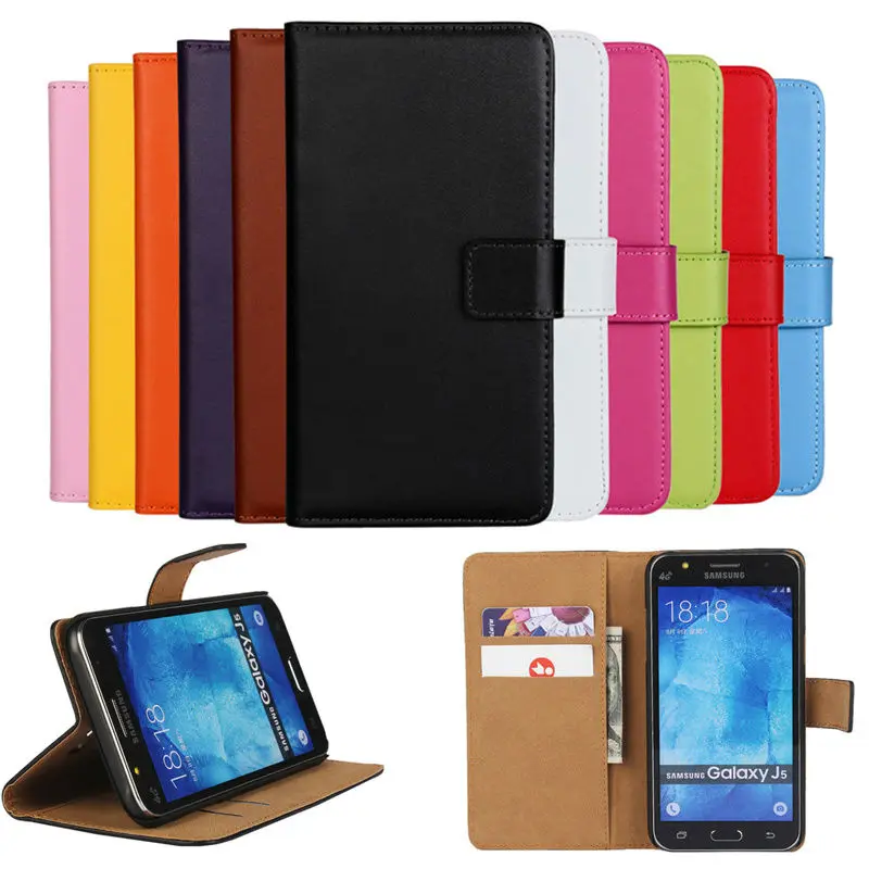 

Luxury Genuine Leather Case For Samsung Galaxy 2015 J5 Flip Wallet Cover+Card Holder with Stand Case For Samsung J5 J500 J500F