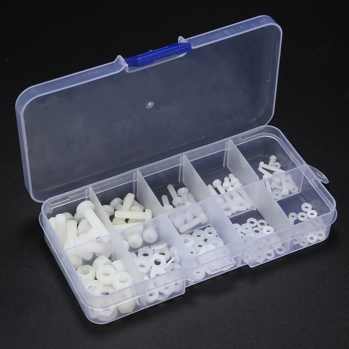 150pcs M2 M2.5 M3 M4 M5 White Nylon Hex Screw Bolt Nut Standoff Spacer Kit Non-magnetic with Plastic Box